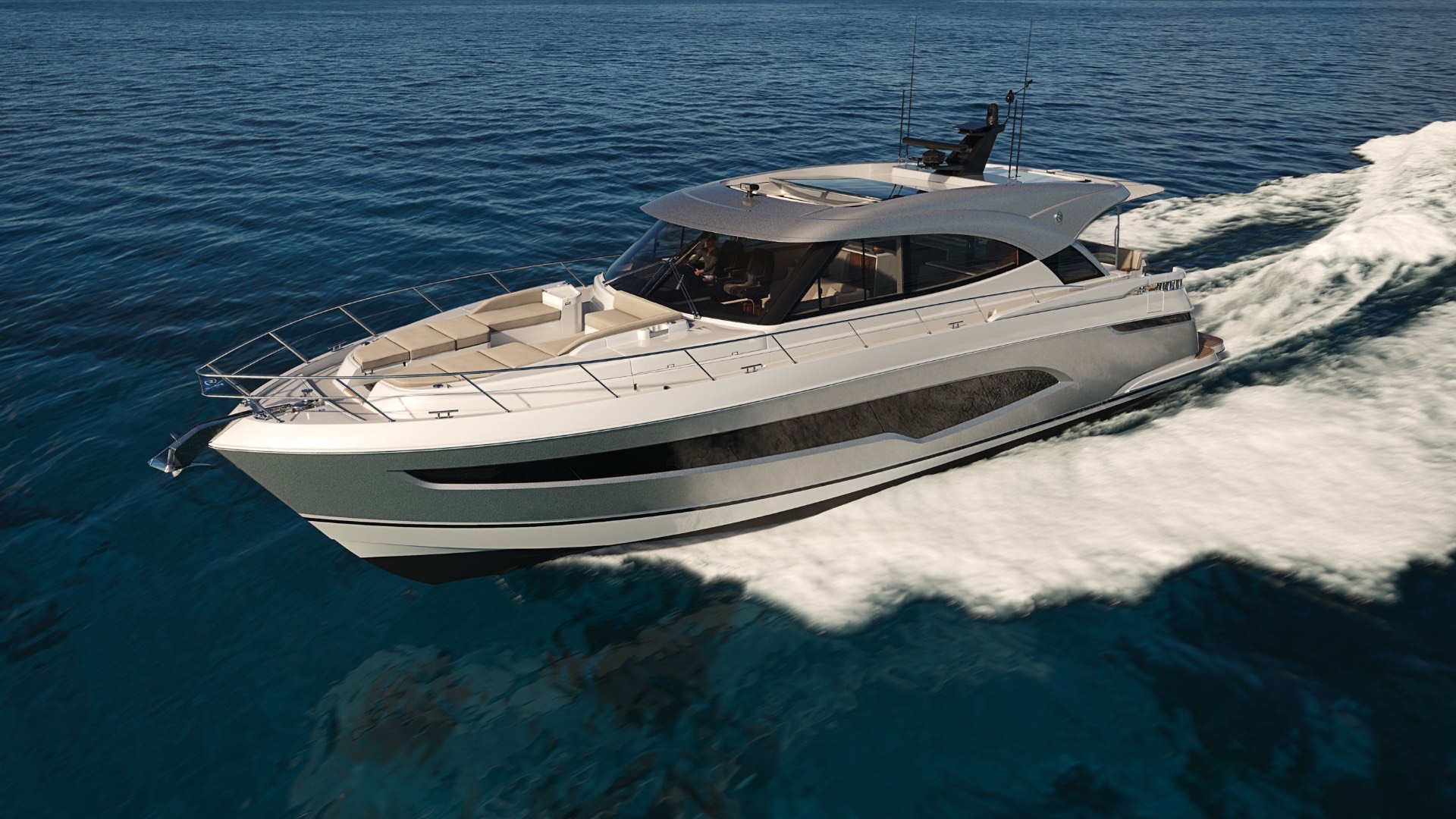 Riviera 6200 Sport Yacht blue-water hull