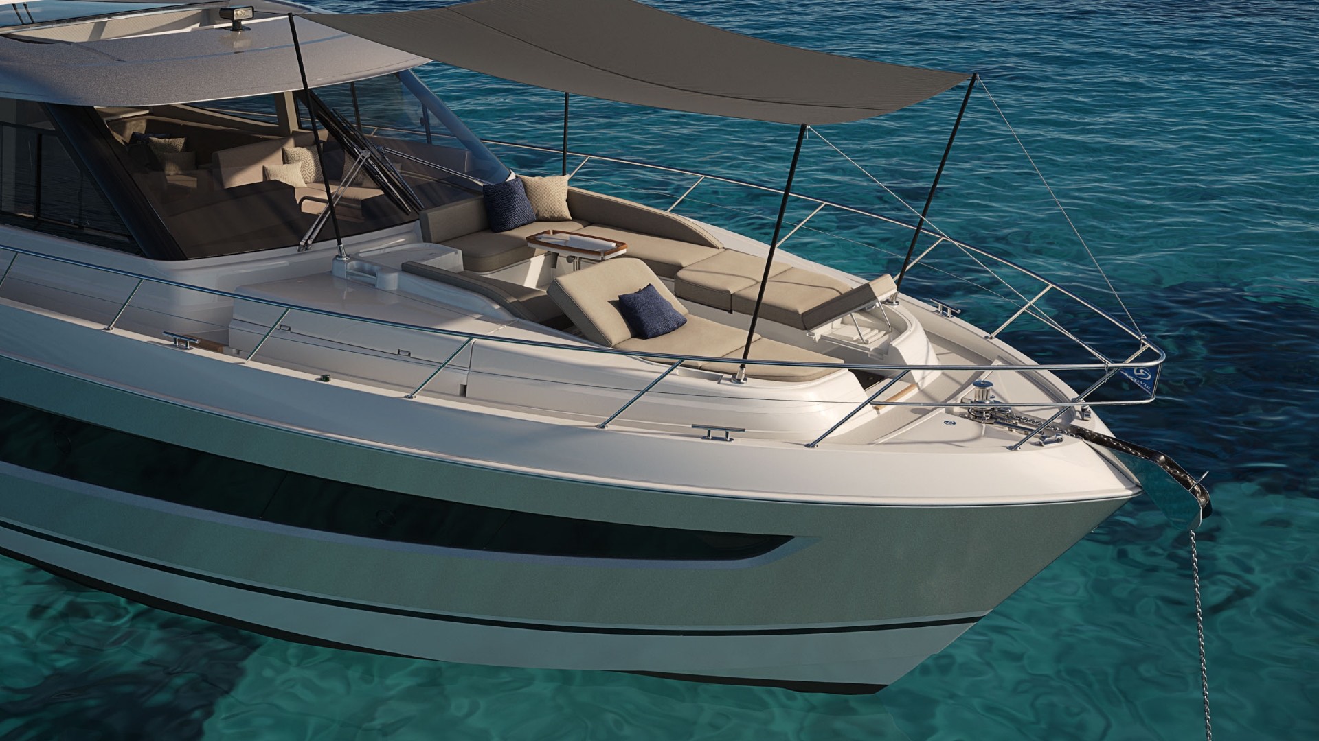 Riviera 6200 Sport Yacht foredeck lounging