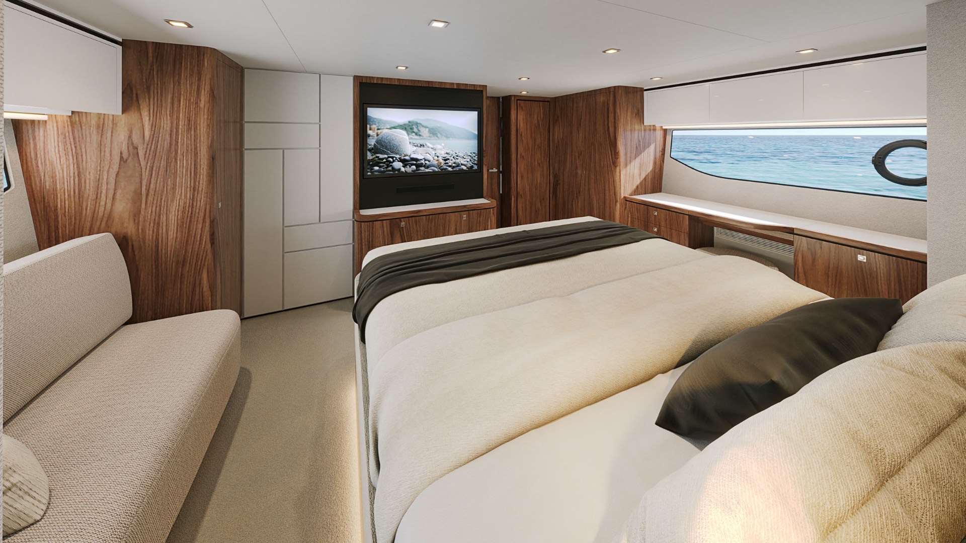 Riviera 6200 Sport Yacht master stateroom detail