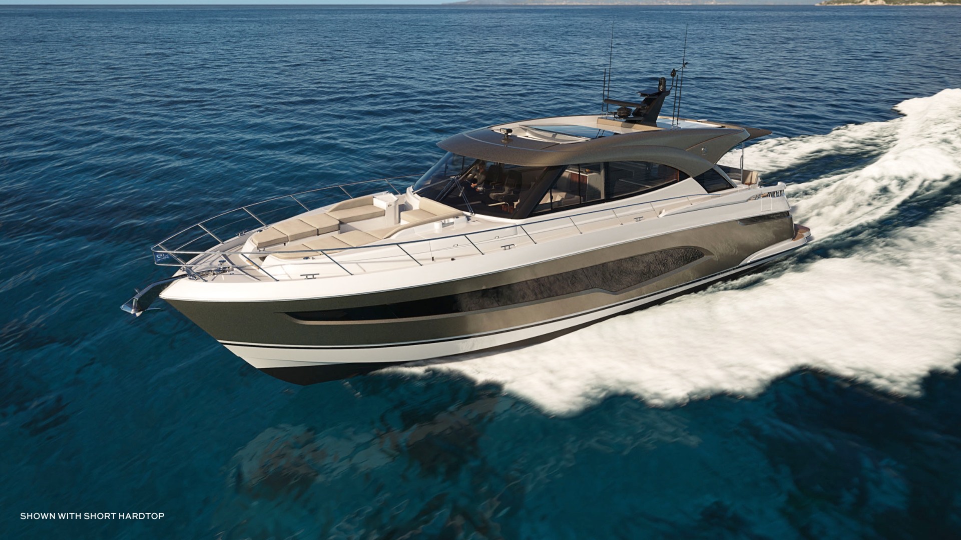 Riviera 6200 Sport Yacht with extended hardtop running